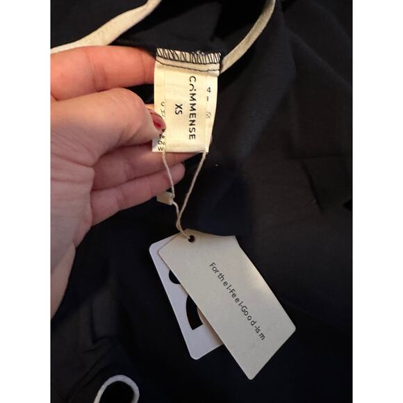 Commense Women's XS Navy White Pure Cotton Contrast Trim Short Sleeve Shorts Set - Picture 3 of 4